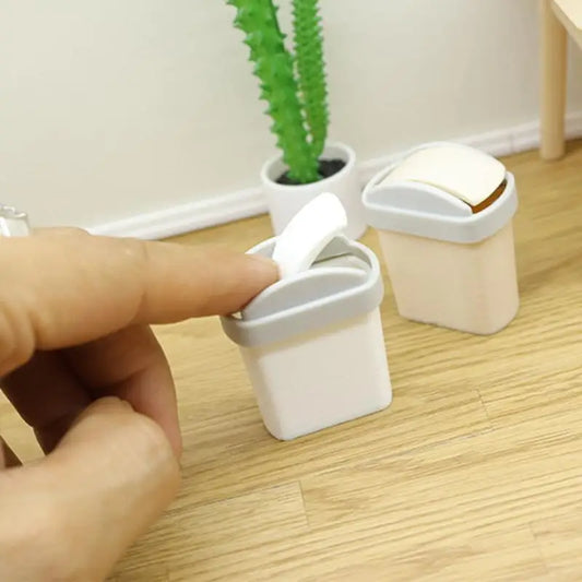 1Pcs Mini Flip Cover Trash Can