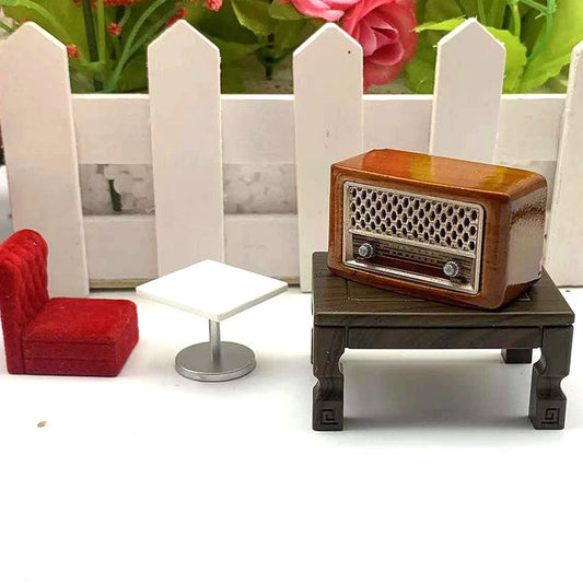 1pc 1: 12 Dollhouse Pocket Simulation Mini Retro Radio Landline Phone Home Furniture Model Toys Accessories
