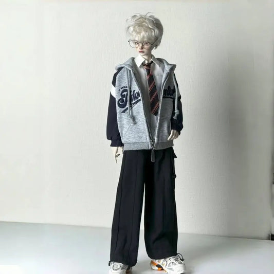 1/4 Doll's Clothes Suit for 45cm Bjd Doll Baseball Jersey Hoodies Pants Jacket Toy Dress Up Play House Doll Accessories, No Doll